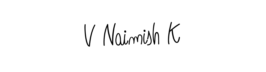 Make a beautiful signature design for name V Naimish K. With this signature (Angelique-Rose-font-FFP) style, you can create a handwritten signature for free. V Naimish K signature style 5 images and pictures png