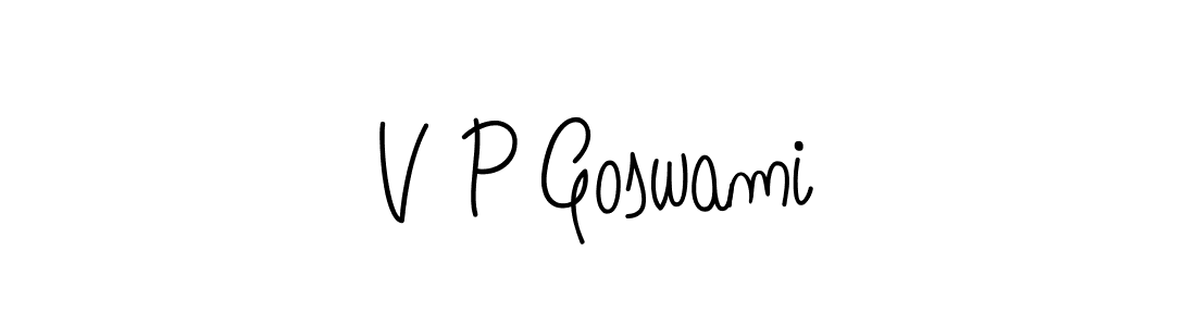 The best way (Angelique-Rose-font-FFP) to make a short signature is to pick only two or three words in your name. The name V P Goswami include a total of six letters. For converting this name. V P Goswami signature style 5 images and pictures png