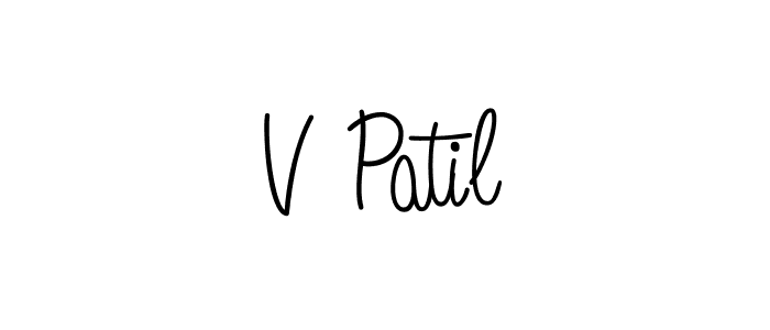 How to make V Patil name signature. Use Angelique-Rose-font-FFP style for creating short signs online. This is the latest handwritten sign. V Patil signature style 5 images and pictures png