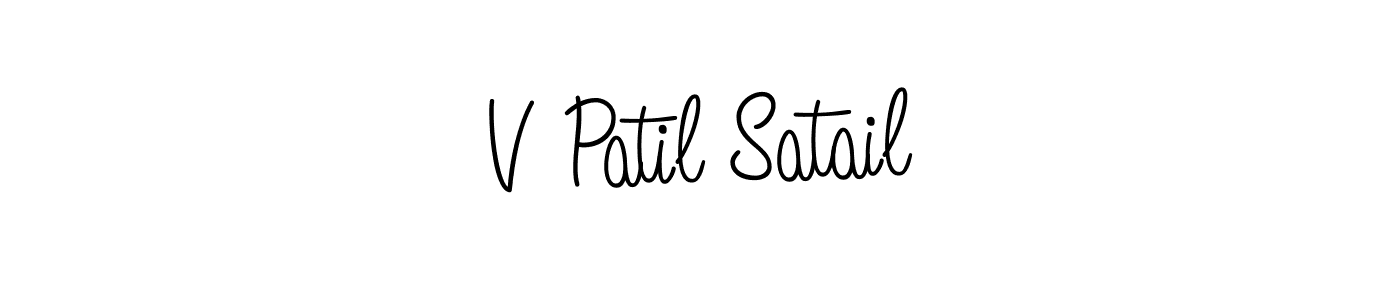 This is the best signature style for the V Patil Satail name. Also you like these signature font (Angelique-Rose-font-FFP). Mix name signature. V Patil Satail signature style 5 images and pictures png