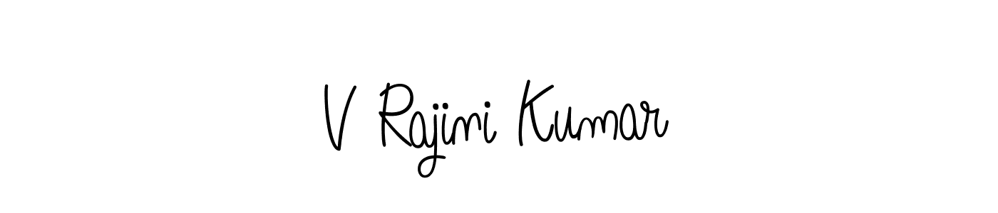 Create a beautiful signature design for name V Rajini Kumar. With this signature (Angelique-Rose-font-FFP) fonts, you can make a handwritten signature for free. V Rajini Kumar signature style 5 images and pictures png