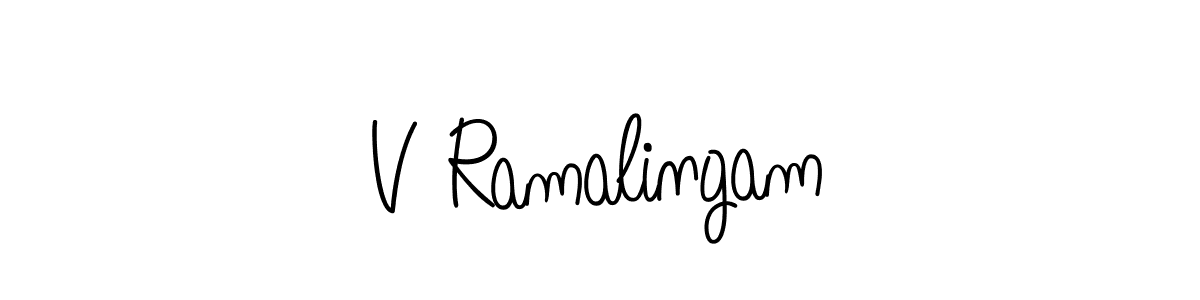 The best way (Angelique-Rose-font-FFP) to make a short signature is to pick only two or three words in your name. The name V Ramalingam include a total of six letters. For converting this name. V Ramalingam signature style 5 images and pictures png