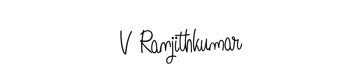 Use a signature maker to create a handwritten signature online. With this signature software, you can design (Angelique-Rose-font-FFP) your own signature for name V Ranjithkumar. V Ranjithkumar signature style 5 images and pictures png