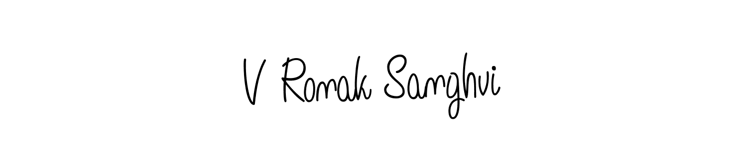 Create a beautiful signature design for name V Ronak Sanghvi. With this signature (Angelique-Rose-font-FFP) fonts, you can make a handwritten signature for free. V Ronak Sanghvi signature style 5 images and pictures png