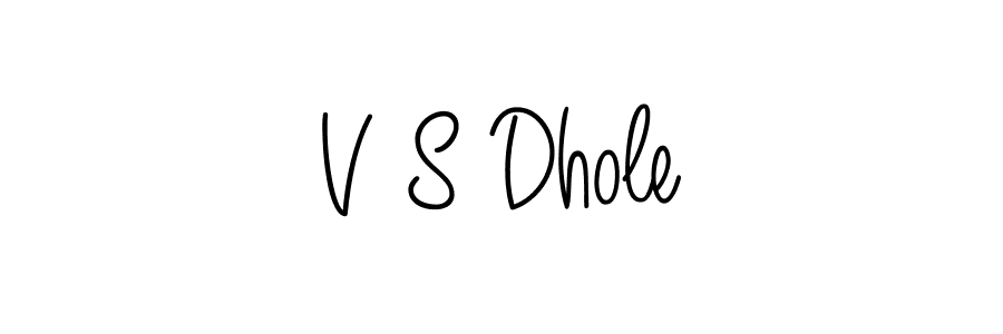 How to make V S Dhole name signature. Use Angelique-Rose-font-FFP style for creating short signs online. This is the latest handwritten sign. V S Dhole signature style 5 images and pictures png