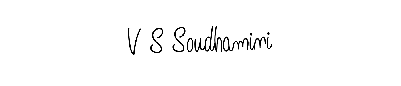You should practise on your own different ways (Angelique-Rose-font-FFP) to write your name (V S Soudhamini) in signature. don't let someone else do it for you. V S Soudhamini signature style 5 images and pictures png