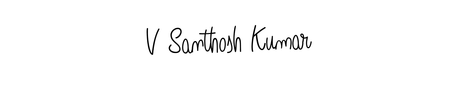 You should practise on your own different ways (Angelique-Rose-font-FFP) to write your name (V Santhosh Kumar) in signature. don't let someone else do it for you. V Santhosh Kumar signature style 5 images and pictures png