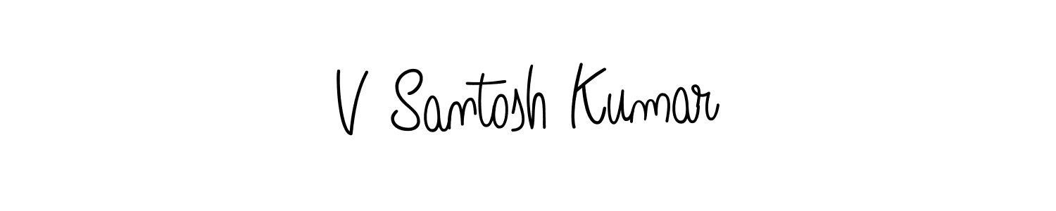 You should practise on your own different ways (Angelique-Rose-font-FFP) to write your name (V Santosh Kumar) in signature. don't let someone else do it for you. V Santosh Kumar signature style 5 images and pictures png