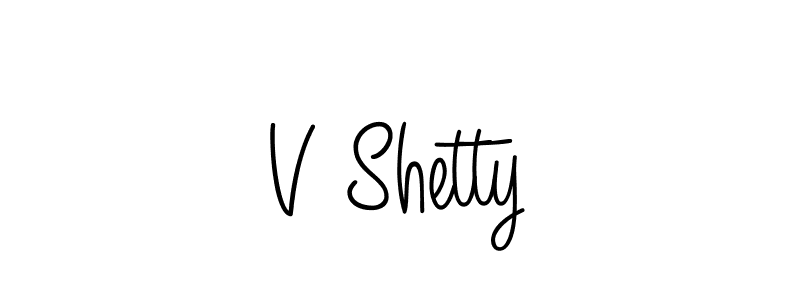 V Shetty stylish signature style. Best Handwritten Sign (Angelique-Rose-font-FFP) for my name. Handwritten Signature Collection Ideas for my name V Shetty. V Shetty signature style 5 images and pictures png