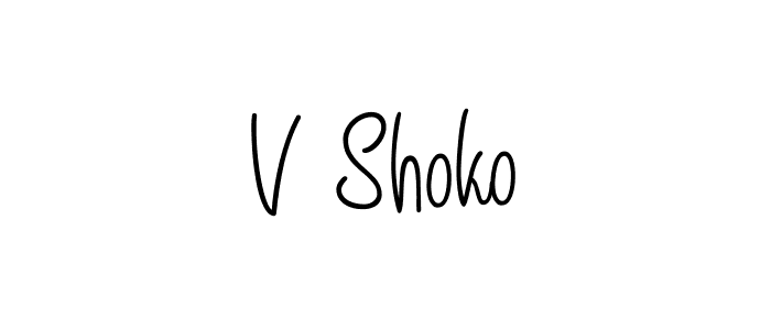 V Shoko stylish signature style. Best Handwritten Sign (Angelique-Rose-font-FFP) for my name. Handwritten Signature Collection Ideas for my name V Shoko. V Shoko signature style 5 images and pictures png
