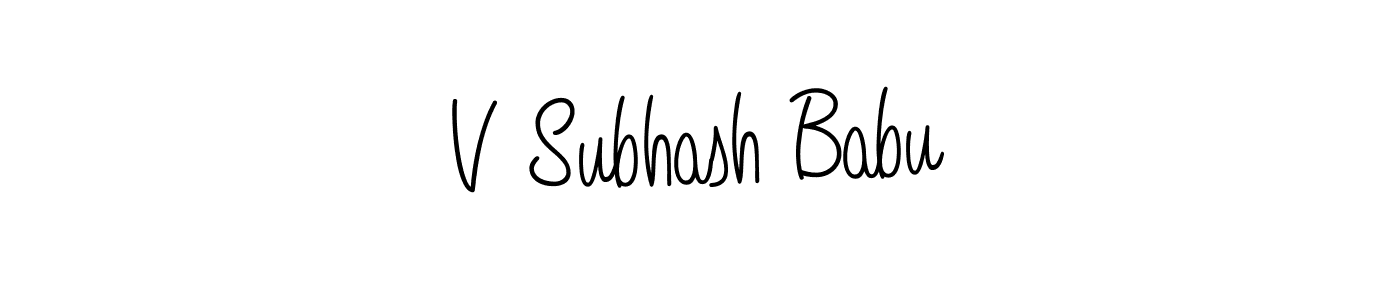 The best way (Angelique-Rose-font-FFP) to make a short signature is to pick only two or three words in your name. The name V Subhash Babu include a total of six letters. For converting this name. V Subhash Babu signature style 5 images and pictures png