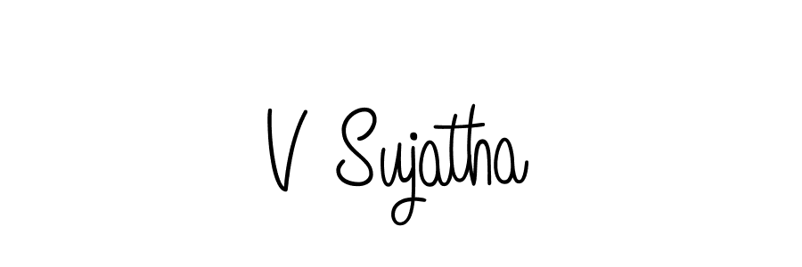 You should practise on your own different ways (Angelique-Rose-font-FFP) to write your name (V Sujatha) in signature. don't let someone else do it for you. V Sujatha signature style 5 images and pictures png