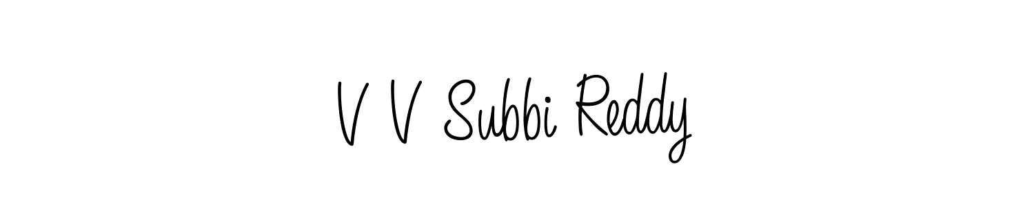 You should practise on your own different ways (Angelique-Rose-font-FFP) to write your name (V V Subbi Reddy) in signature. don't let someone else do it for you. V V Subbi Reddy signature style 5 images and pictures png