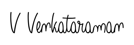 Personalize your online presence with V Venkataraman signature rendered in elegant Angelique-Rose-font-FFP font. Great for website footers and blogs. V Venkataraman signature style 5 images and pictures png