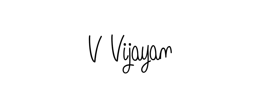 Make a beautiful signature design for name V Vijayan. With this signature (Angelique-Rose-font-FFP) style, you can create a handwritten signature for free. V Vijayan signature style 5 images and pictures png