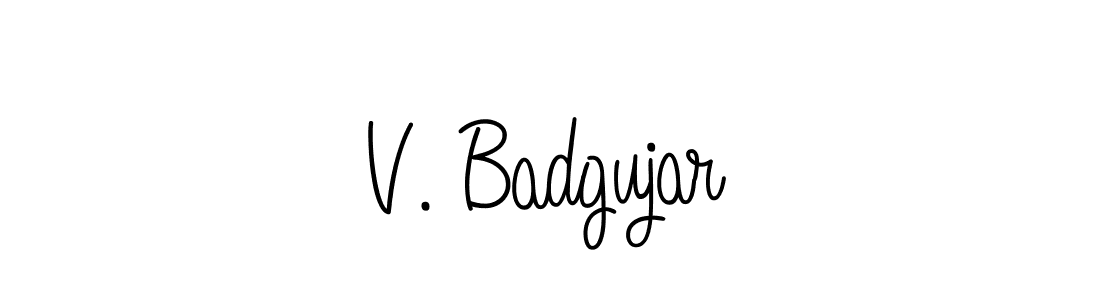 The best way (Angelique-Rose-font-FFP) to make a short signature is to pick only two or three words in your name. The name V. Badgujar include a total of six letters. For converting this name. V. Badgujar signature style 5 images and pictures png