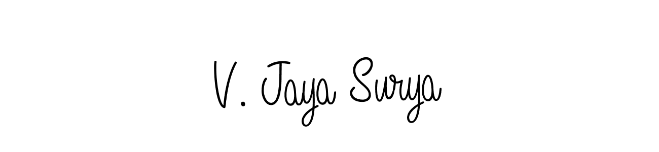 How to make V. Jaya Surya name signature. Use Angelique-Rose-font-FFP style for creating short signs online. This is the latest handwritten sign. V. Jaya Surya signature style 5 images and pictures png