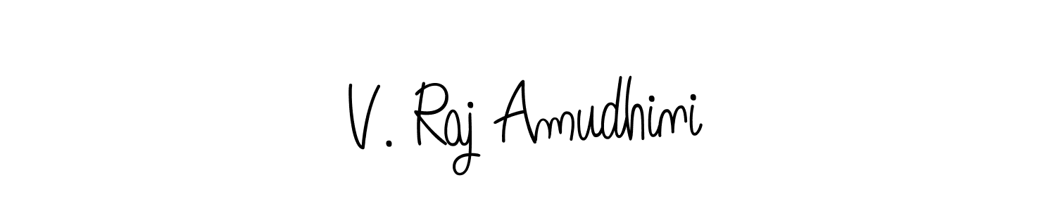Use a signature maker to create a handwritten signature online. With this signature software, you can design (Angelique-Rose-font-FFP) your own signature for name V. Raj Amudhini. V. Raj Amudhini signature style 5 images and pictures png