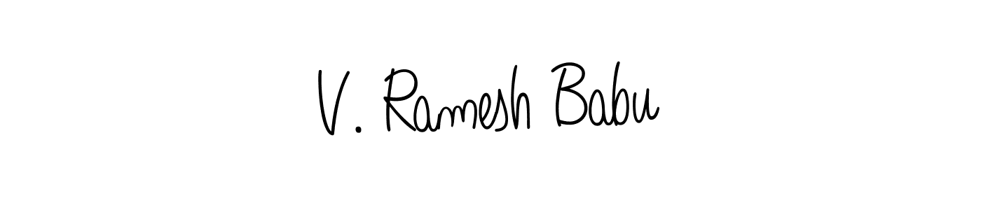 How to make V. Ramesh Babu name signature. Use Angelique-Rose-font-FFP style for creating short signs online. This is the latest handwritten sign. V. Ramesh Babu signature style 5 images and pictures png