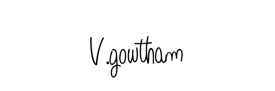 The best way (Angelique-Rose-font-FFP) to make a short signature is to pick only two or three words in your name. The name V.gowtham include a total of six letters. For converting this name. V.gowtham signature style 5 images and pictures png