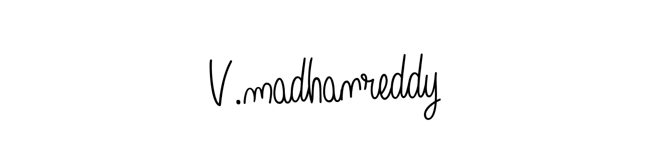 How to make V.madhanreddy name signature. Use Angelique-Rose-font-FFP style for creating short signs online. This is the latest handwritten sign. V.madhanreddy signature style 5 images and pictures png