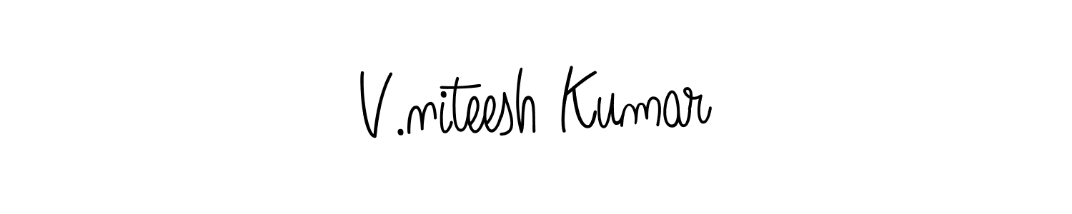 V.niteesh Kumar stylish signature style. Best Handwritten Sign (Angelique-Rose-font-FFP) for my name. Handwritten Signature Collection Ideas for my name V.niteesh Kumar. V.niteesh Kumar signature style 5 images and pictures png