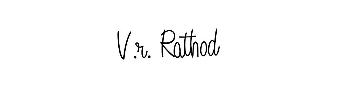Use a signature maker to create a handwritten signature online. With this signature software, you can design (Angelique-Rose-font-FFP) your own signature for name V.r. Rathod. V.r. Rathod signature style 5 images and pictures png