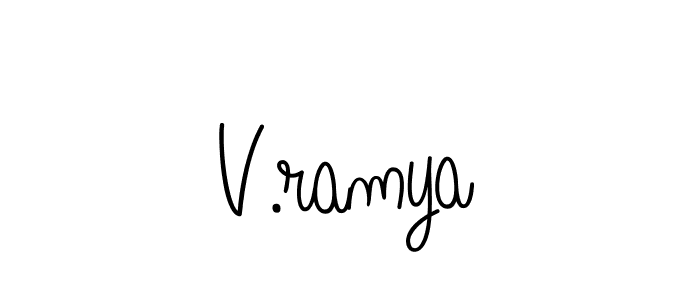 Use a signature maker to create a handwritten signature online. With this signature software, you can design (Angelique-Rose-font-FFP) your own signature for name V.ramya. V.ramya signature style 5 images and pictures png