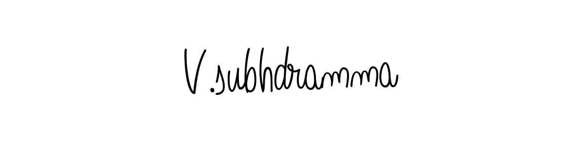 Make a beautiful signature design for name V.subhdramma. With this signature (Angelique-Rose-font-FFP) style, you can create a handwritten signature for free. V.subhdramma signature style 5 images and pictures png