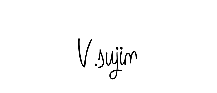 The best way (Angelique-Rose-font-FFP) to make a short signature is to pick only two or three words in your name. The name V.sujin include a total of six letters. For converting this name. V.sujin signature style 5 images and pictures png