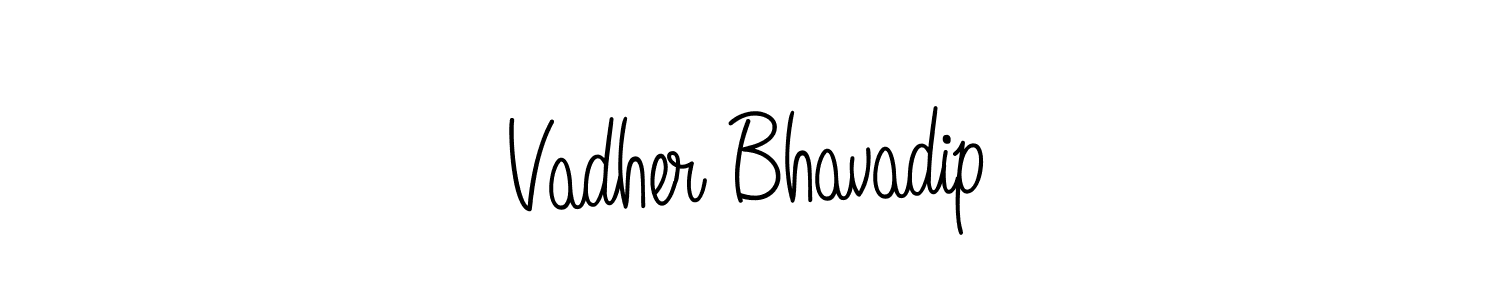 How to make Vadher Bhavadip name signature. Use Angelique-Rose-font-FFP style for creating short signs online. This is the latest handwritten sign. Vadher Bhavadip signature style 5 images and pictures png