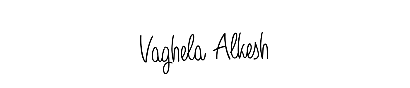 Use a signature maker to create a handwritten signature online. With this signature software, you can design (Angelique-Rose-font-FFP) your own signature for name Vaghela Alkesh. Vaghela Alkesh signature style 5 images and pictures png