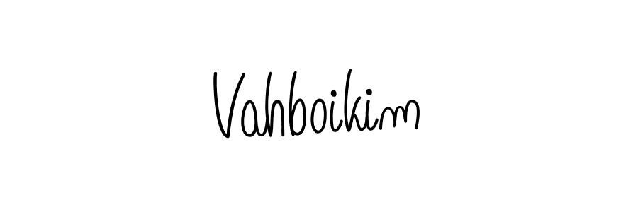if you are searching for the best signature style for your name Vahboikim. so please give up your signature search. here we have designed multiple signature styles  using Angelique-Rose-font-FFP. Vahboikim signature style 5 images and pictures png