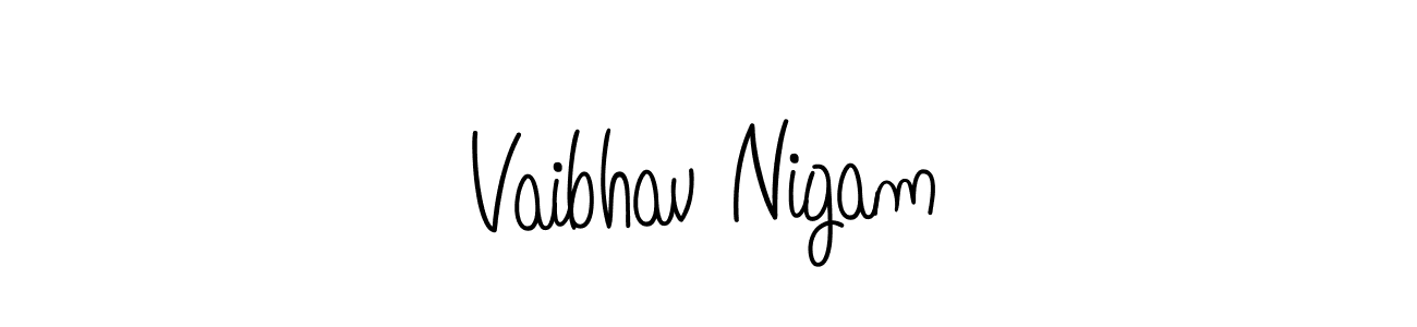 You should practise on your own different ways (Angelique-Rose-font-FFP) to write your name (Vaibhav Nigam) in signature. don't let someone else do it for you. Vaibhav Nigam signature style 5 images and pictures png