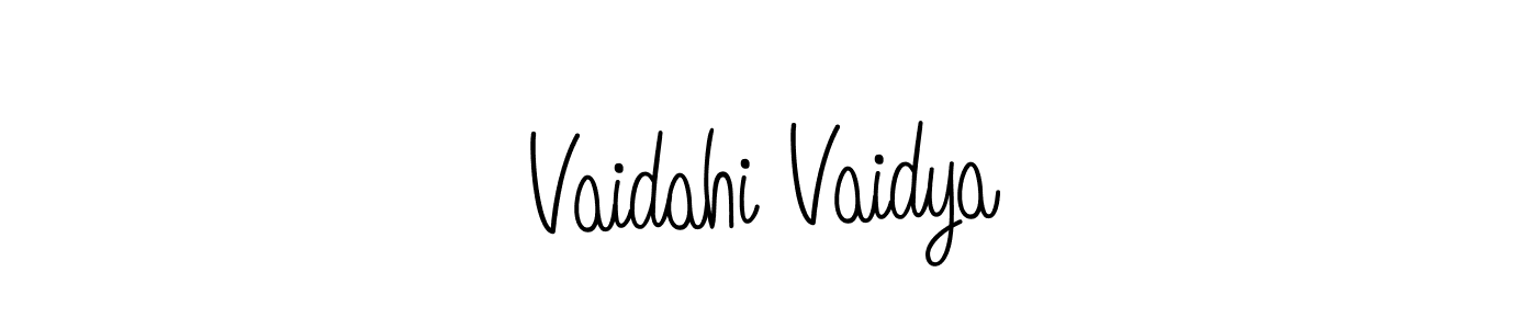 How to make Vaidahi Vaidya name signature. Use Angelique-Rose-font-FFP style for creating short signs online. This is the latest handwritten sign. Vaidahi Vaidya signature style 5 images and pictures png