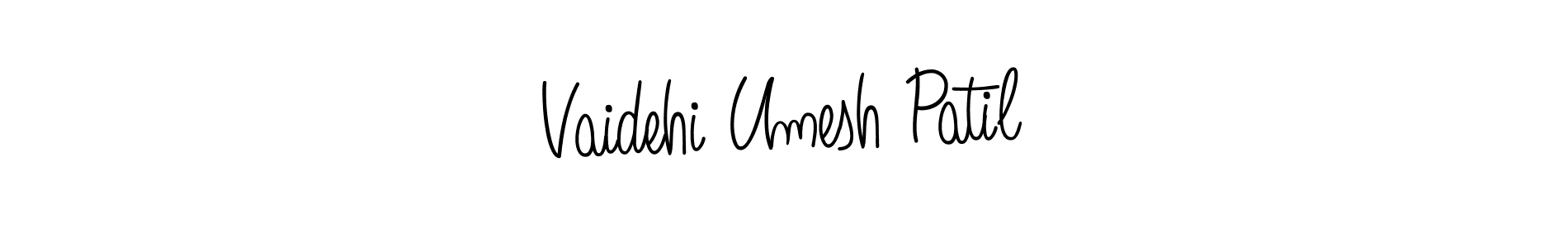 The best way (Angelique-Rose-font-FFP) to make a short signature is to pick only two or three words in your name. The name Vaidehi Umesh Patil include a total of six letters. For converting this name. Vaidehi Umesh Patil signature style 5 images and pictures png