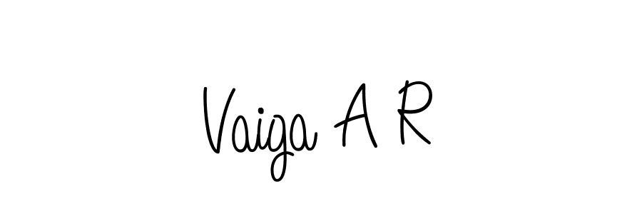 How to make Vaiga A R name signature. Use Angelique-Rose-font-FFP style for creating short signs online. This is the latest handwritten sign. Vaiga A R signature style 5 images and pictures png