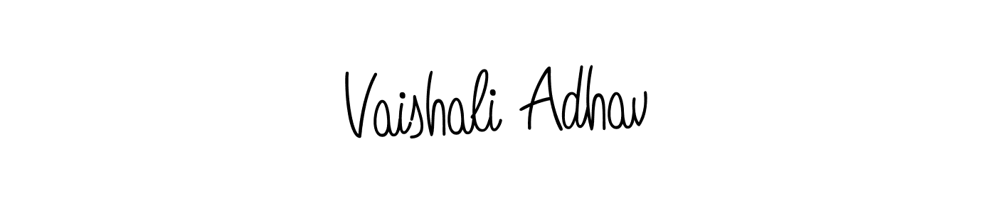 You should practise on your own different ways (Angelique-Rose-font-FFP) to write your name (Vaishali Adhav) in signature. don't let someone else do it for you. Vaishali Adhav signature style 5 images and pictures png