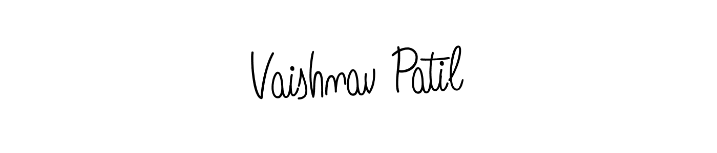 You should practise on your own different ways (Angelique-Rose-font-FFP) to write your name (Vaishnav Patil) in signature. don't let someone else do it for you. Vaishnav Patil signature style 5 images and pictures png