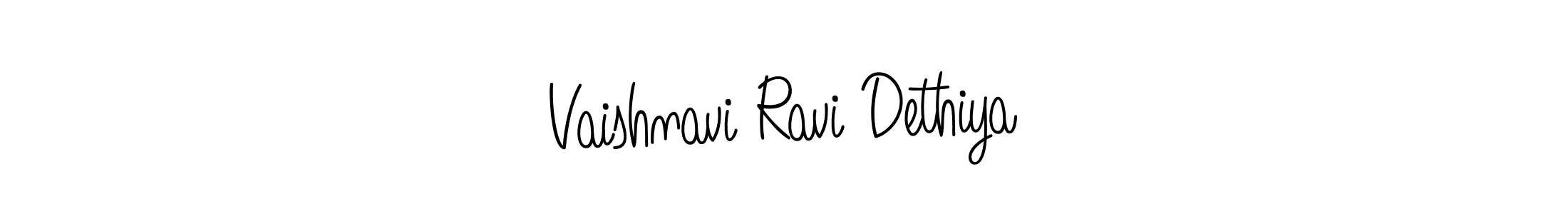 Make a beautiful signature design for name Vaishnavi Ravi Dethiya. With this signature (Angelique-Rose-font-FFP) style, you can create a handwritten signature for free. Vaishnavi Ravi Dethiya signature style 5 images and pictures png