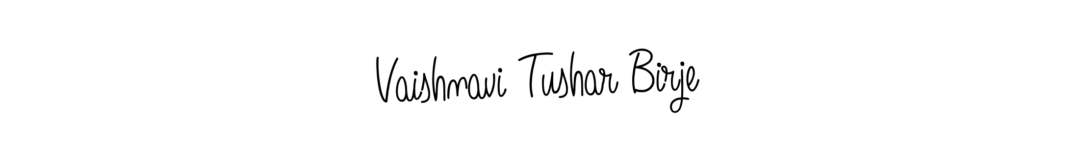 You should practise on your own different ways (Angelique-Rose-font-FFP) to write your name (Vaishnavi Tushar Birje) in signature. don't let someone else do it for you. Vaishnavi Tushar Birje signature style 5 images and pictures png
