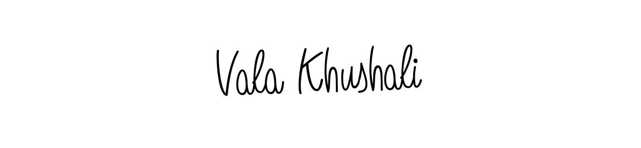 How to make Vala Khushali name signature. Use Angelique-Rose-font-FFP style for creating short signs online. This is the latest handwritten sign. Vala Khushali signature style 5 images and pictures png