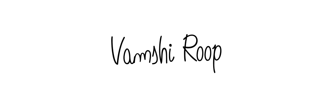 The best way (Angelique-Rose-font-FFP) to make a short signature is to pick only two or three words in your name. The name Vamshi Roop include a total of six letters. For converting this name. Vamshi Roop signature style 5 images and pictures png