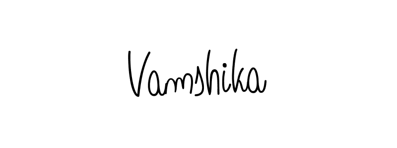 Use a signature maker to create a handwritten signature online. With this signature software, you can design (Angelique-Rose-font-FFP) your own signature for name Vamshika. Vamshika signature style 5 images and pictures png