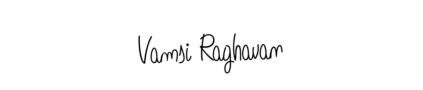 The best way (Angelique-Rose-font-FFP) to make a short signature is to pick only two or three words in your name. The name Vamsi Raghavan include a total of six letters. For converting this name. Vamsi Raghavan signature style 5 images and pictures png