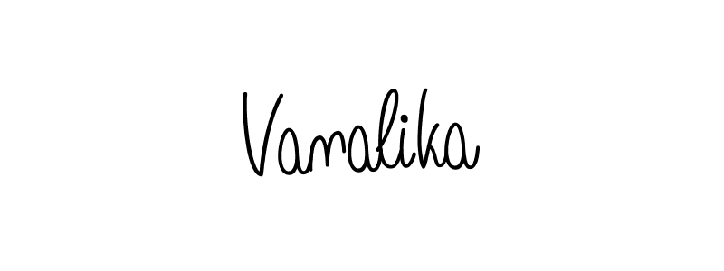 Use a signature maker to create a handwritten signature online. With this signature software, you can design (Angelique-Rose-font-FFP) your own signature for name Vanalika. Vanalika signature style 5 images and pictures png