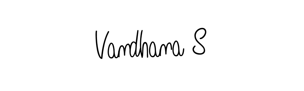 Use a signature maker to create a handwritten signature online. With this signature software, you can design (Angelique-Rose-font-FFP) your own signature for name Vandhana S. Vandhana S signature style 5 images and pictures png
