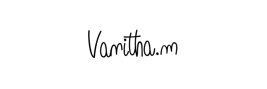 The best way (Angelique-Rose-font-FFP) to make a short signature is to pick only two or three words in your name. The name Vanitha.m include a total of six letters. For converting this name. Vanitha.m signature style 5 images and pictures png