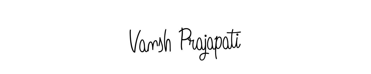 You should practise on your own different ways (Angelique-Rose-font-FFP) to write your name (Vansh Prajapati) in signature. don't let someone else do it for you. Vansh Prajapati signature style 5 images and pictures png