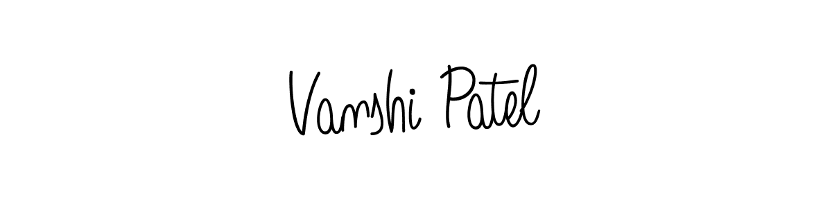 You should practise on your own different ways (Angelique-Rose-font-FFP) to write your name (Vanshi Patel) in signature. don't let someone else do it for you. Vanshi Patel signature style 5 images and pictures png